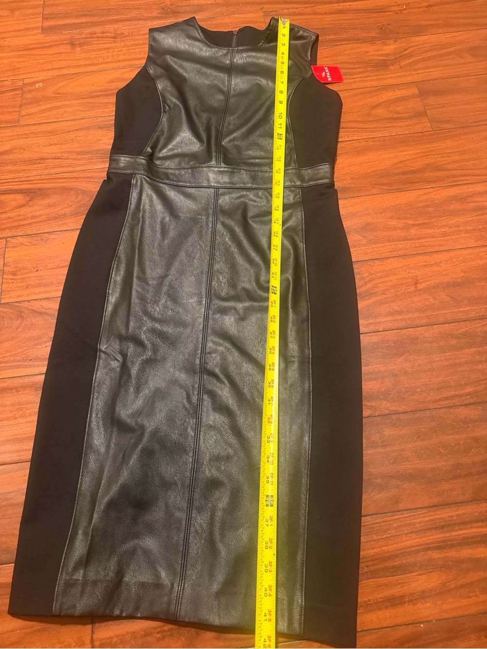 SPANX Black Faux Leather Paneled Midi Dress - Picture 4 of 10